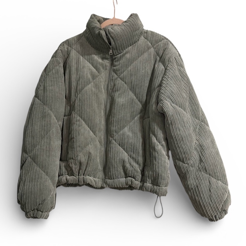 Love Tree Green Quilted Corduroy Puffer Jacket size L